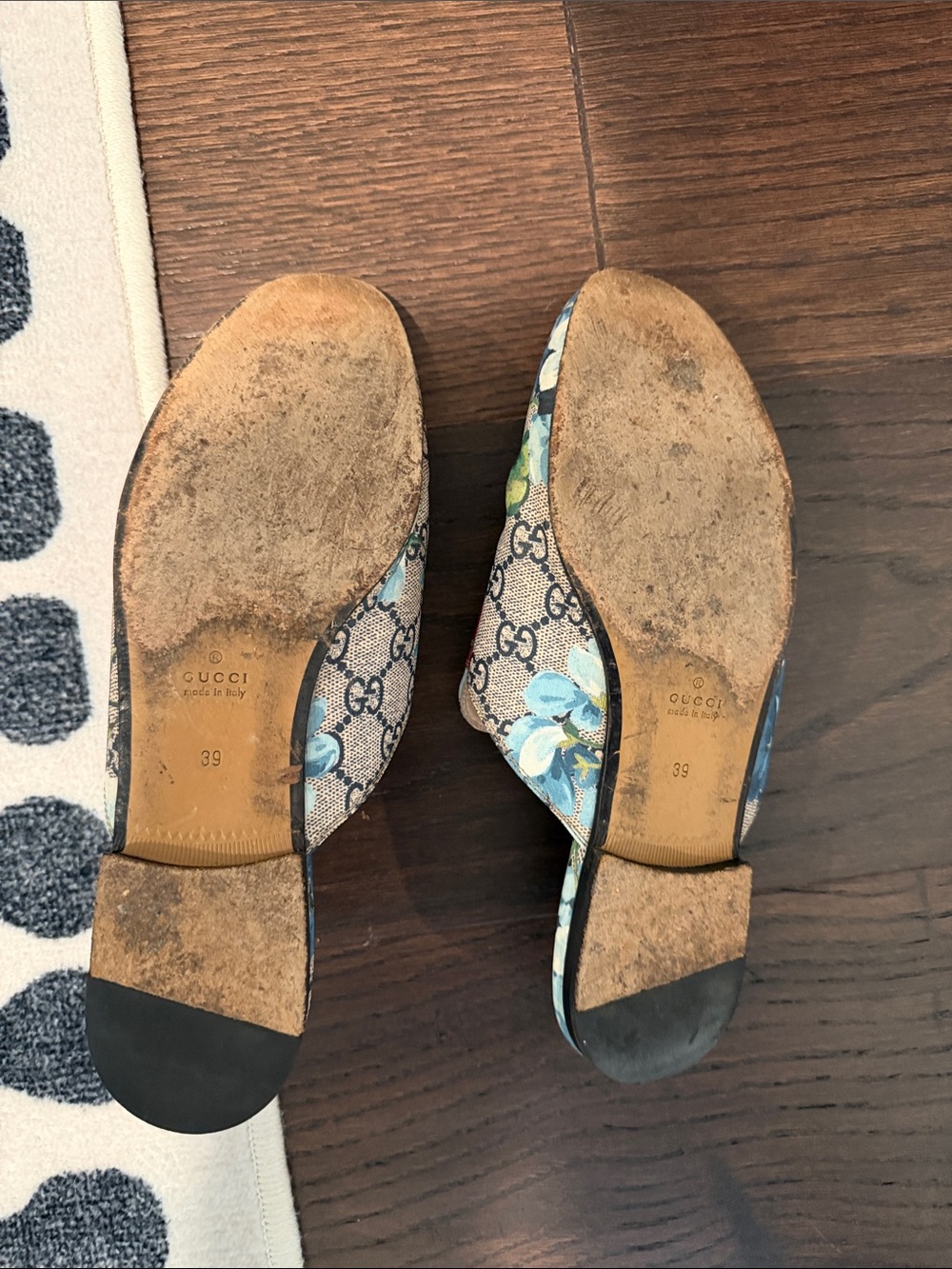 Gucci Floral GG Canvas Horsebit Mule - Blue & Red Trim - Picture 2 of 2